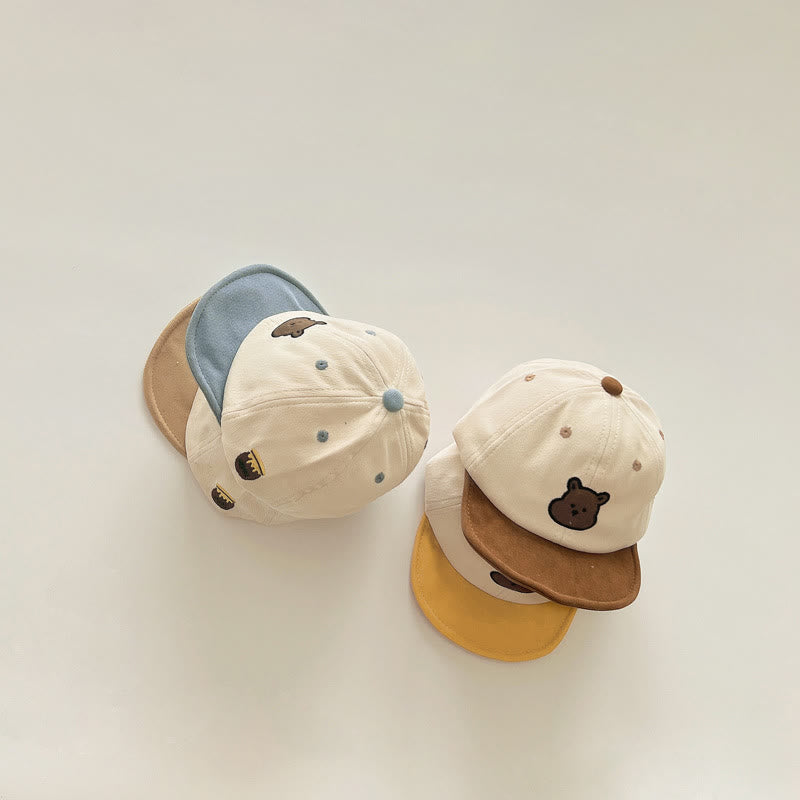 Baby Bear Color Block Cute Sun Peaked Cap