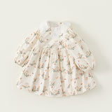 Toddler Girl Retro Bunny Lace Lapel Collar Dress