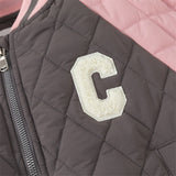 C Toddler Contrast Sleeves Letter Loose Quilted Coat