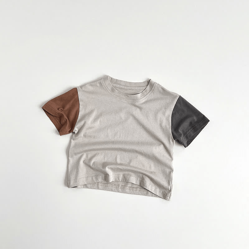 Toddler Boy Contrast Sleeve Loose Tee