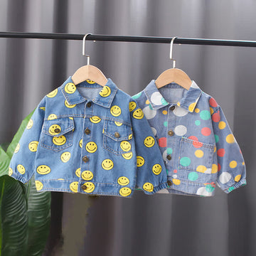 Toddler Dot Smiley Polo Denim Jacket