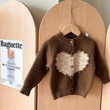 Toddler 3D Dots Heart Knitted Cardigan