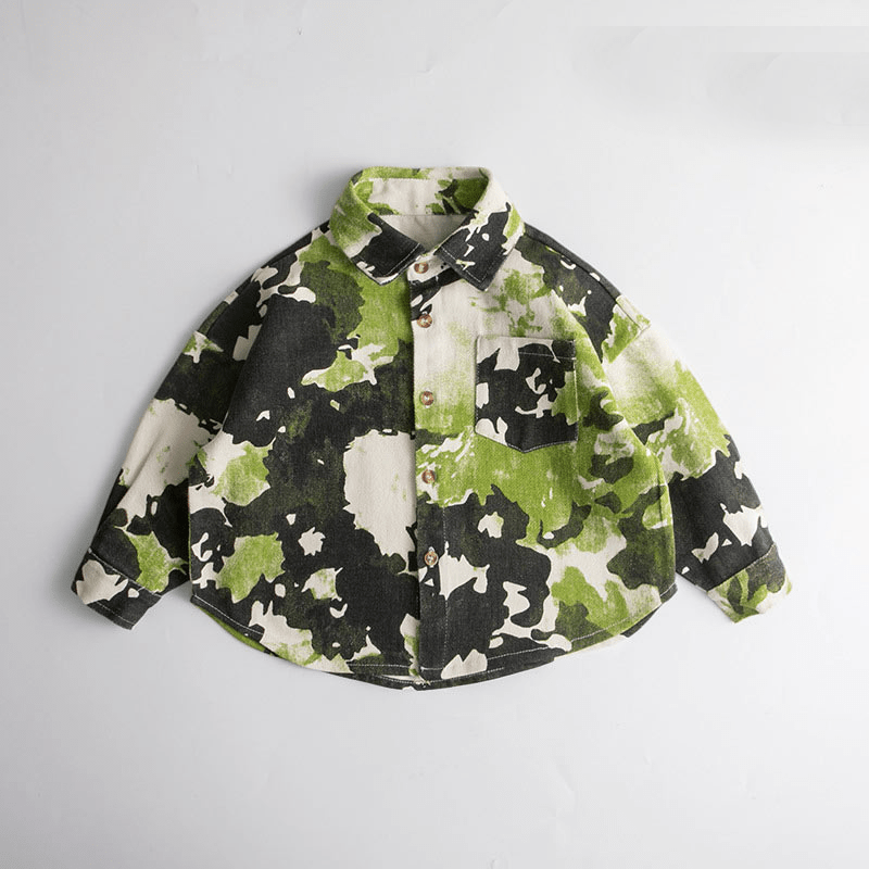 Toddler Boy Green Camouflage Shirt