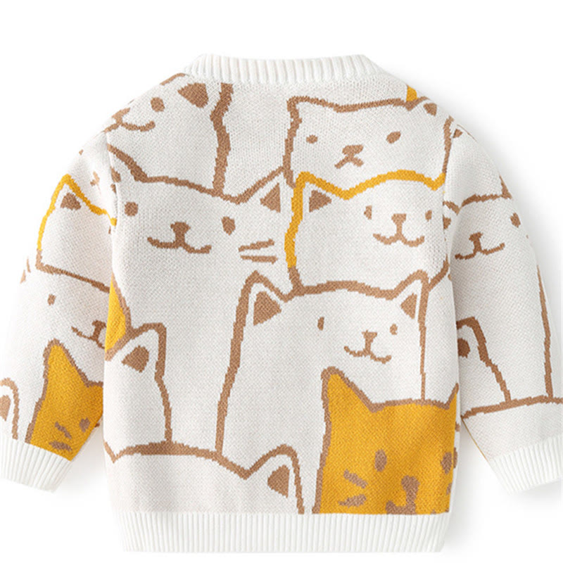 Toddler Cartoon Cat Knitted Lovely Cardigan