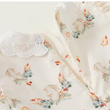 Toddler Girl Retro Bunny Lace Lapel Collar Dress