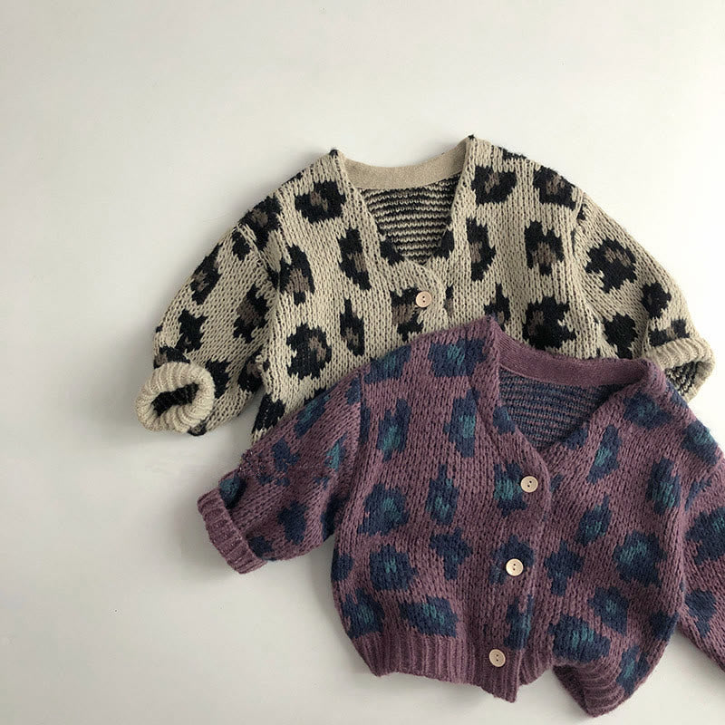 Toddler Leopard Print Knitted Cardigan