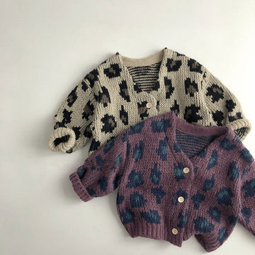 Toddler Leopard Print Knitted Cardigan