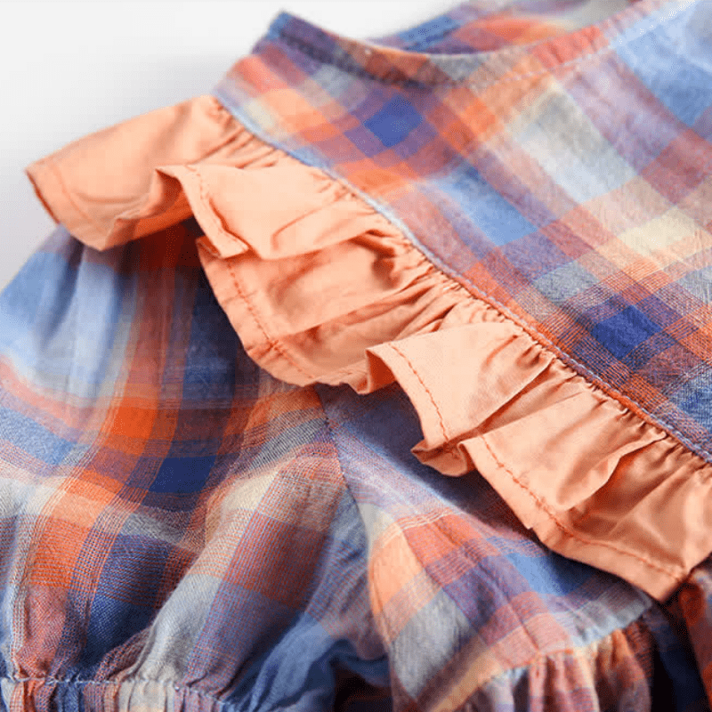 Toddler Girl Plaid Ruffled Collar Dress