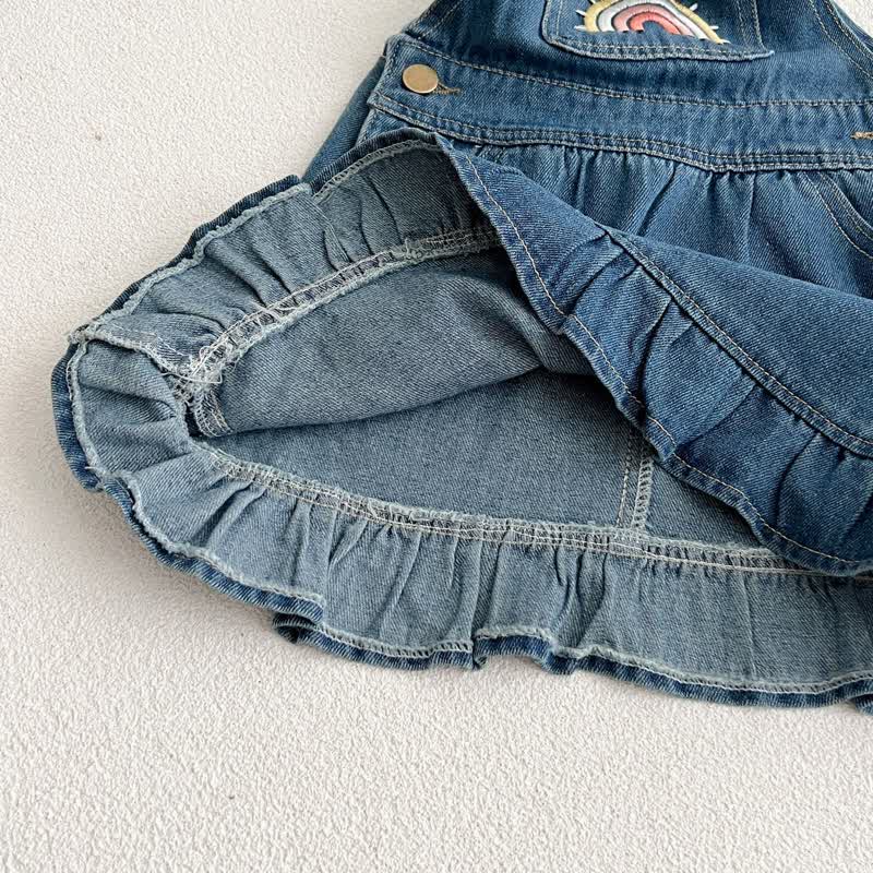 Baby Rainbow Denim Overalls with Sister Dress