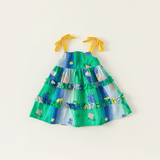 Toddler Tie Dye Flower Polo Shirt Sling Dress