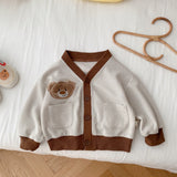 Baby Bear Button Waffle Pocket Romper Cardigan