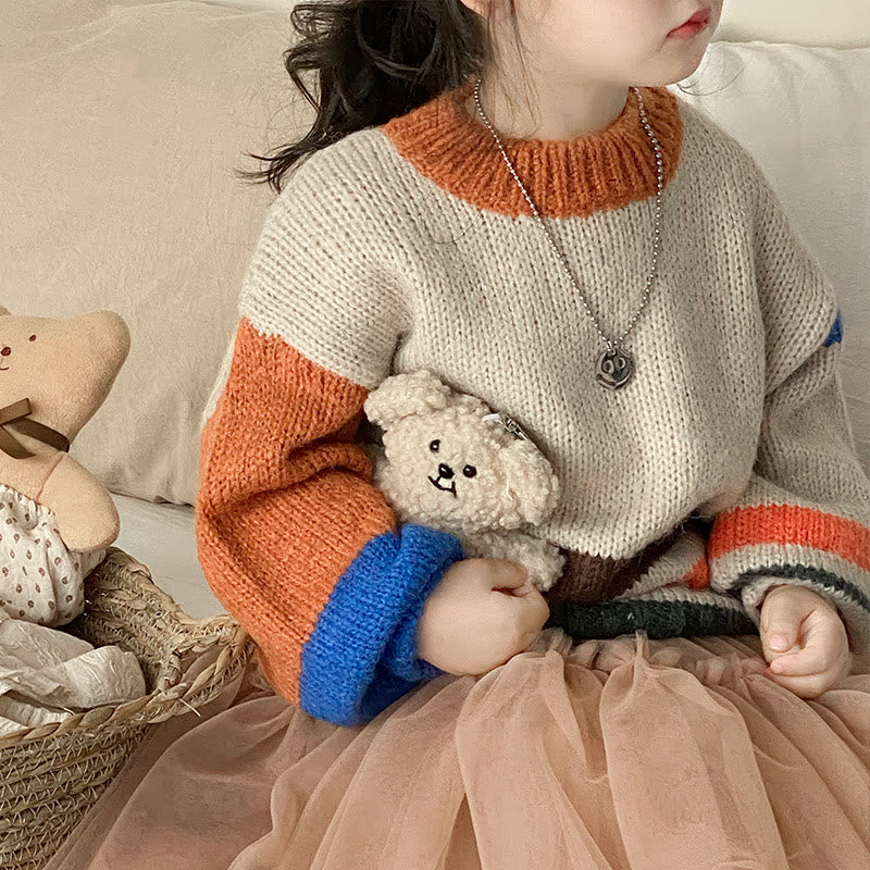Toddler Girl Striped Knitted Sweet Sweater
