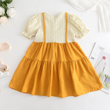Toddler Girl Bowknot Splicing Dress