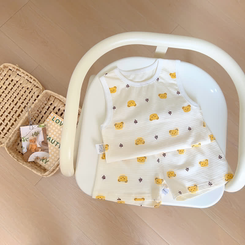 Toddler Bunny Bear Sleeveless Pajamas Set