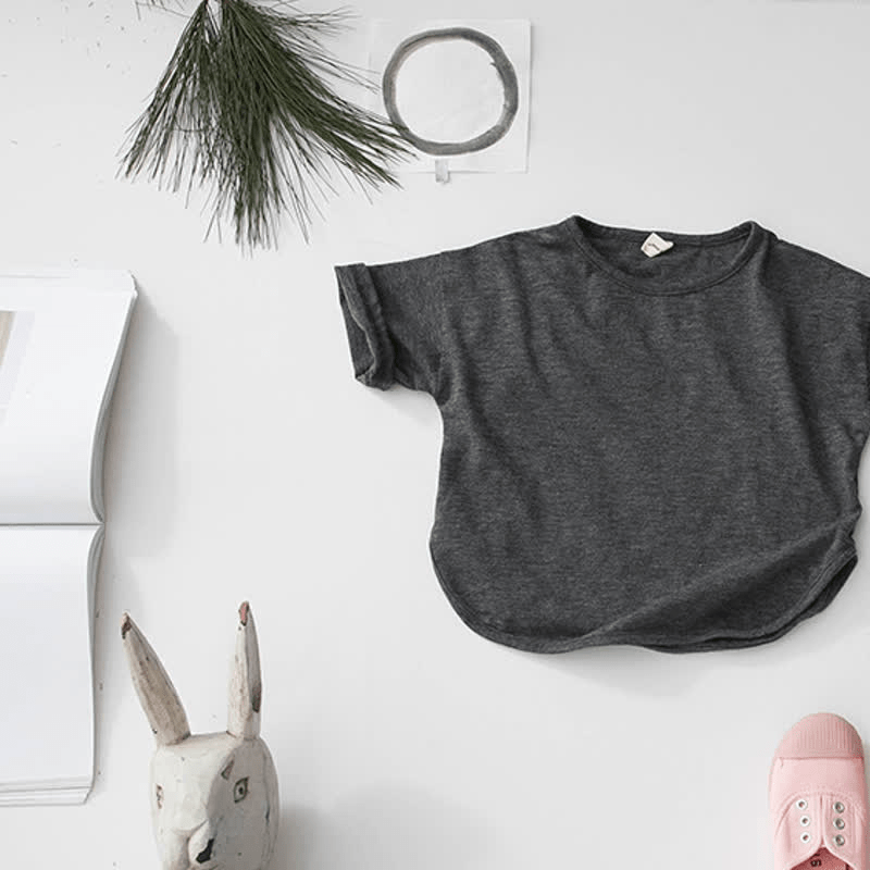 Toddler Solid Color Loose Casual Tee