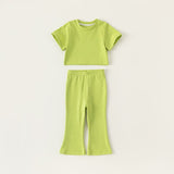 Toddler Girl Solid Color Flared Pajamas Set
