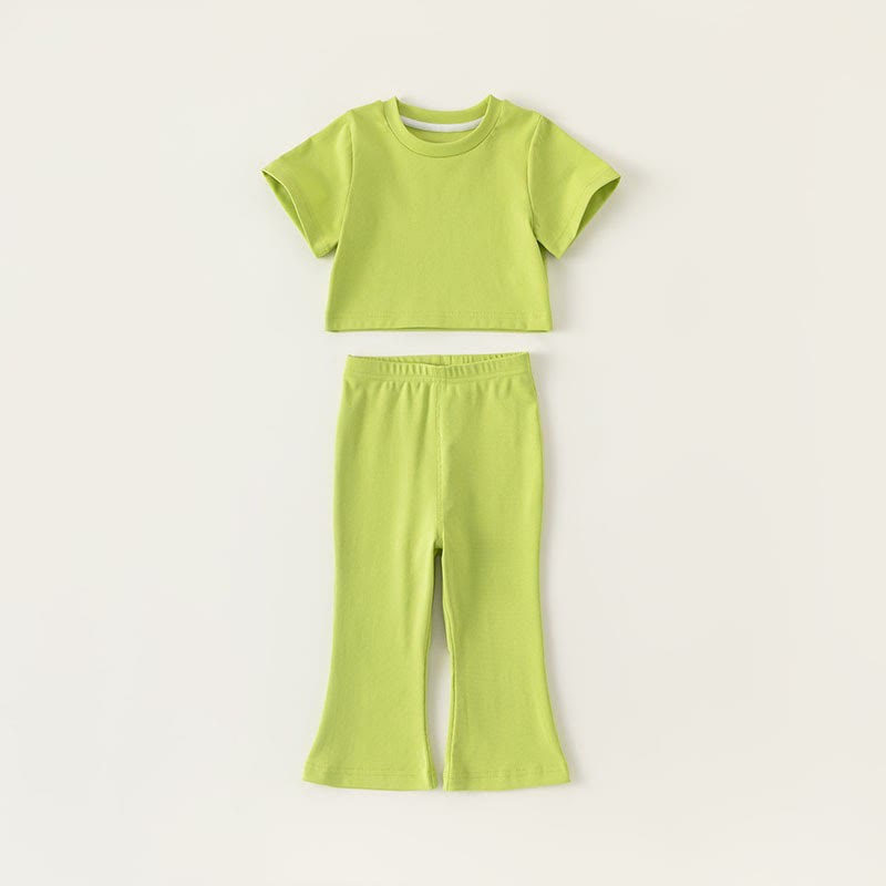 Toddler Girl Solid Color Flared Pajamas Set