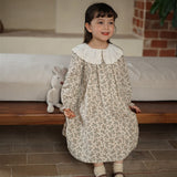 Toddler Girl Lace Lapels Retro Style Flower Dress