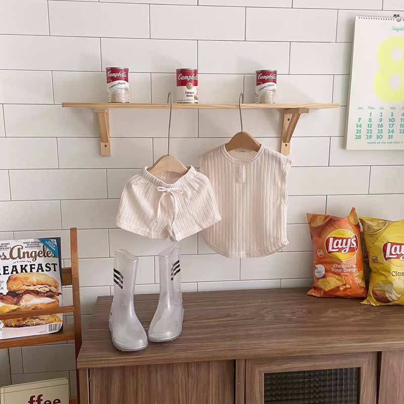Baby Toddler Solid Color Sleeveless Tee and Shorts Set