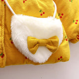 Toddler Cherry Bunny Fleece Lined Coat with Bag