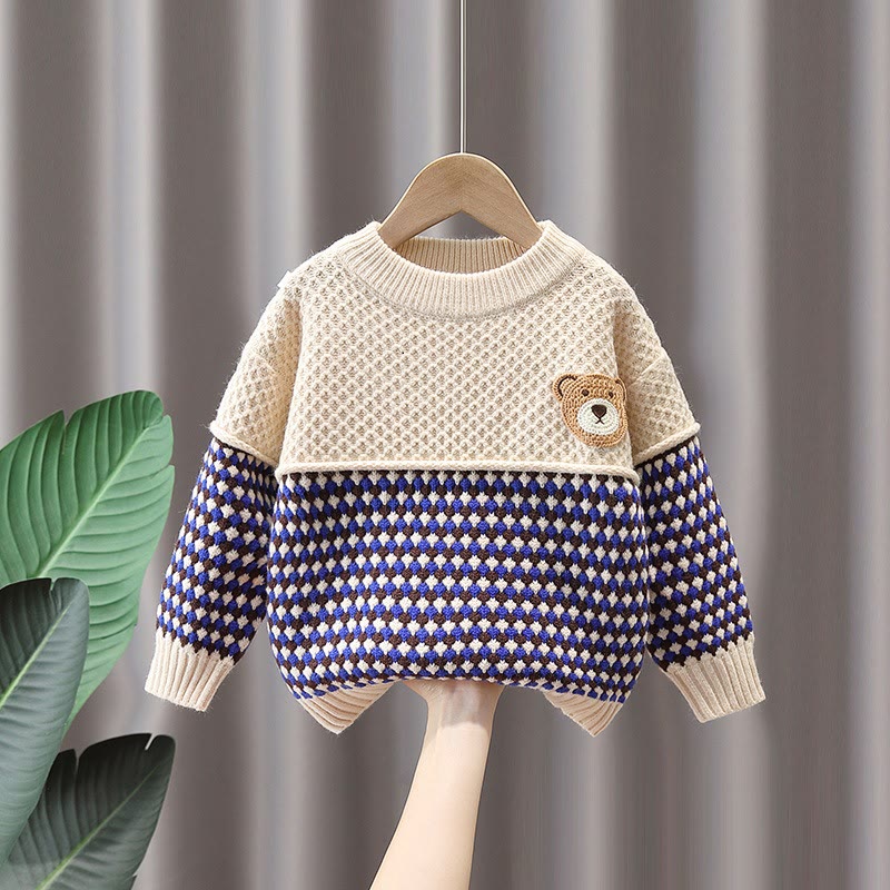 Toddler Boy Striped Bear Knitted Sweater