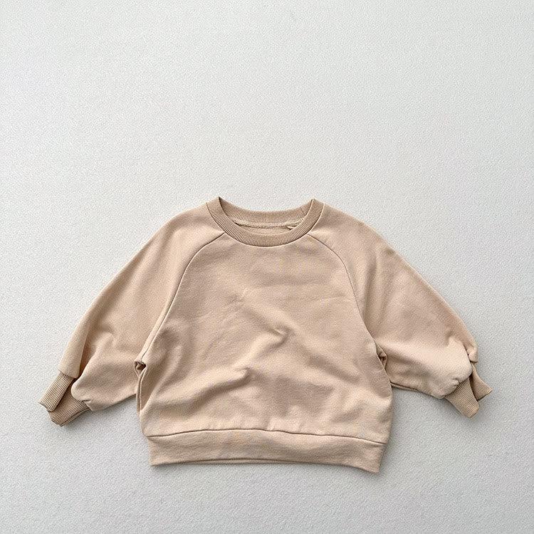 Toddler Solid Color Round Collar Casual Sweatshirt