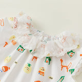 Toddler Girl Lace Collar Graffiti Tee