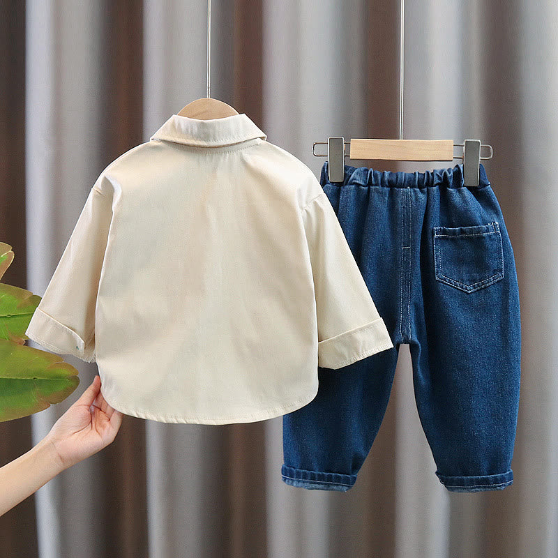 Toddler Worker Shirt Denim Pants 2 Pieces Set