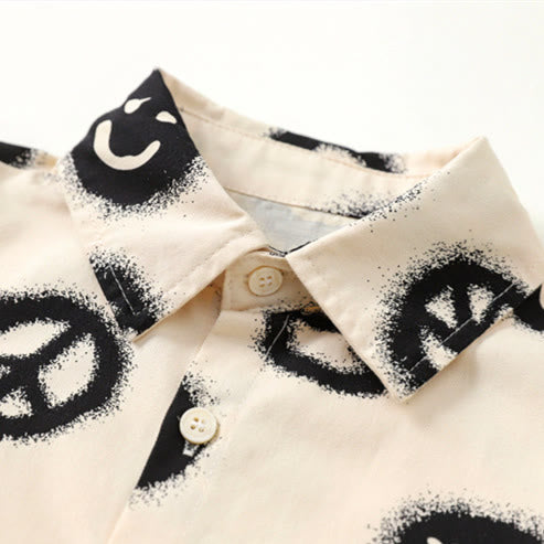 Toddler Boy Beige Smile Lapels Shirt