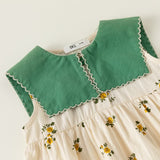 Toddler Girl Lapel Collar Flower Sleeveless Dress