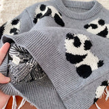 Toddler Lovely Panda Knitted Jacquard Sweater