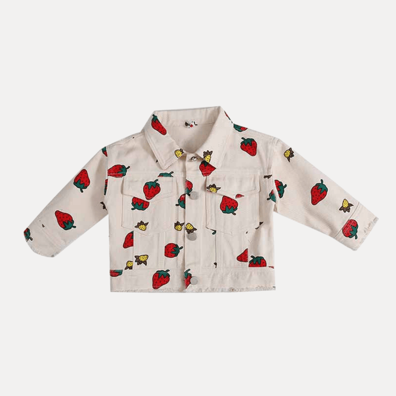 Toddler Girl Strawberry Polo Denim Jacket
