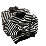 Toddler Mock Neck Striped Fleece Lined Sweatshirt