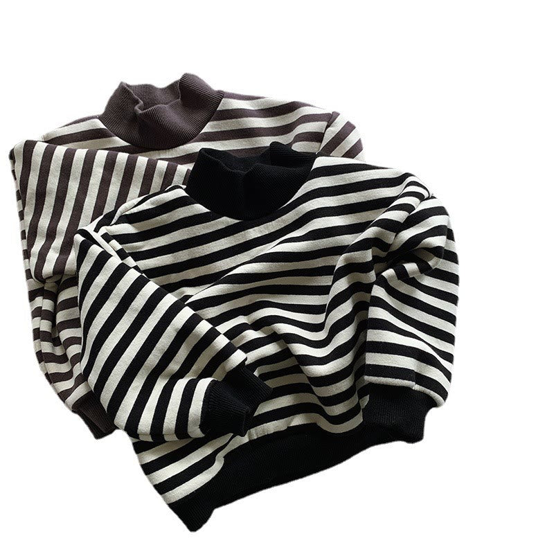 Toddler Mock Neck Striped Fleece Lined Sweatshirt