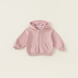 Toddler Casual Loose Solid Color Hooded Zipper Coat