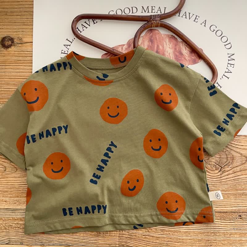BE HAPPY Baby Toddler Smiley Tee and Shorts Set