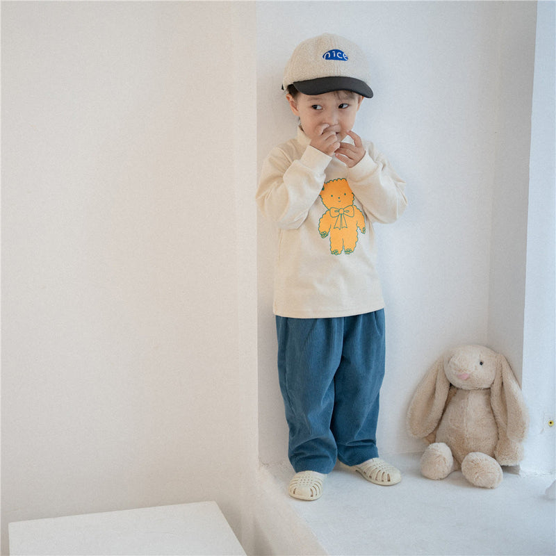 Toddler Bow Bear High Collar Thick T-shirt