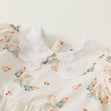 Toddler Girl Retro Bunny Lace Lapel Collar Dress