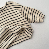 Toddler Round Neck Apricot Striped Soft T-shirt