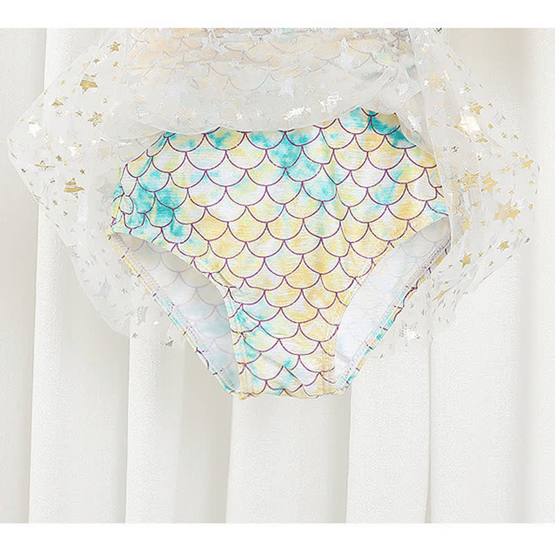 Toddler Girl Lace Fish Scales Swimsuit One Piece