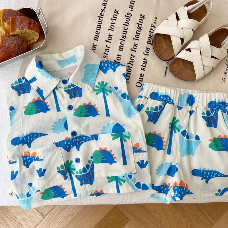 Baby Toddler Dino Sleeveless Shirt and Shorts Set