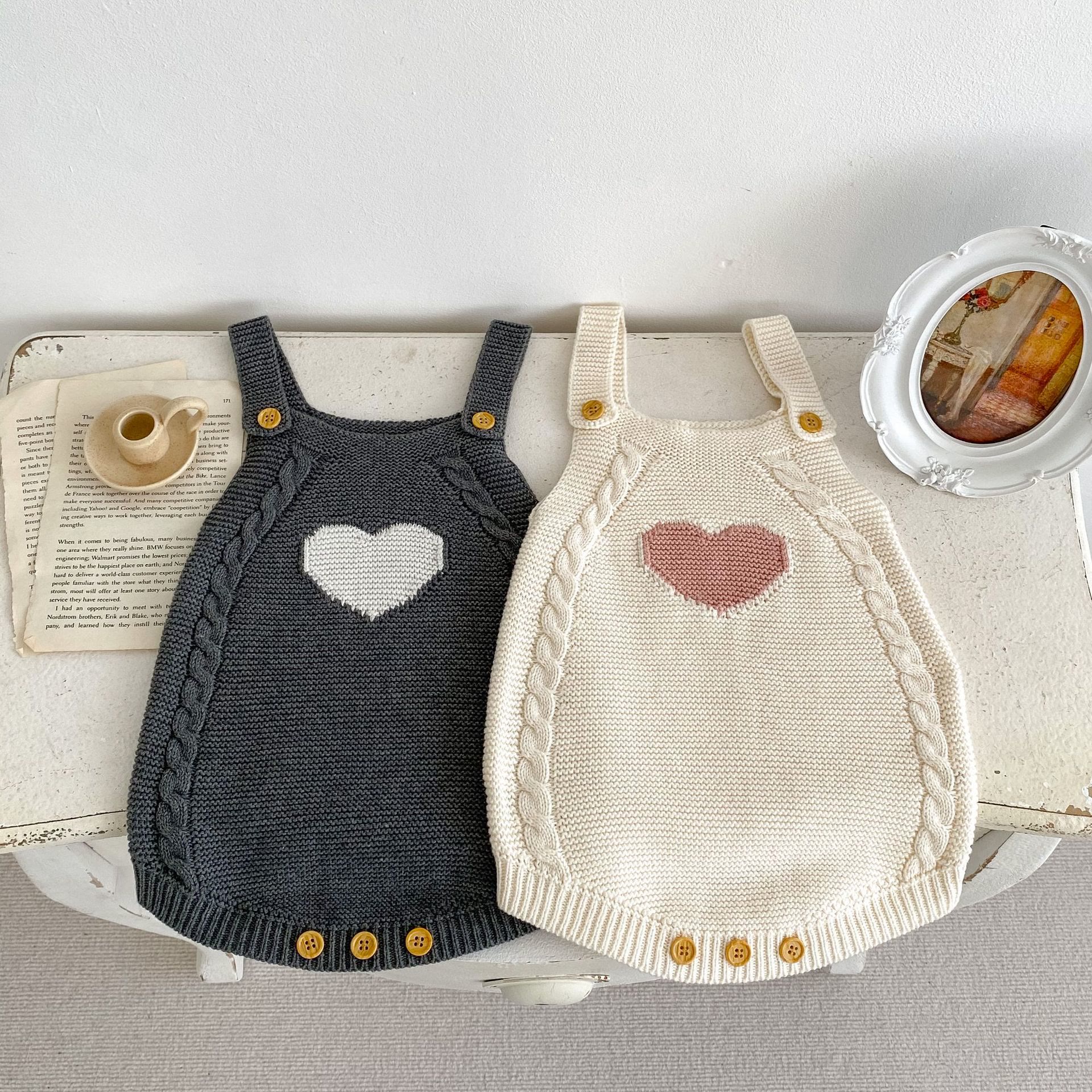 Baby Knitted Heart Sleeveless Bodysuit