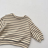 Toddler Round Neck Apricot Striped Soft T-shirt