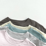 Toddler Solid Color Crew Neck Casual Tee