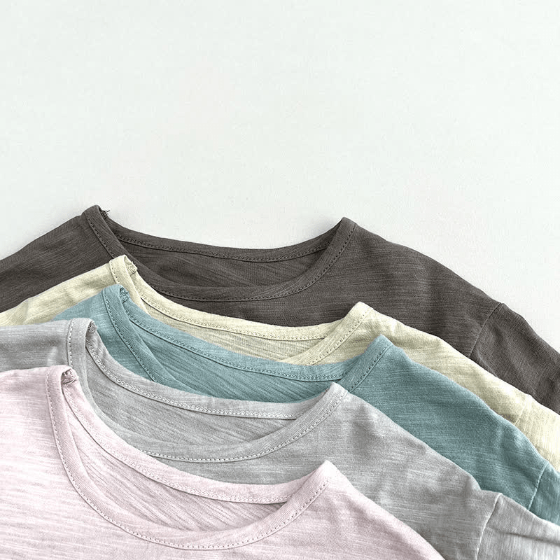 Toddler Solid Color Crew Neck Casual Tee