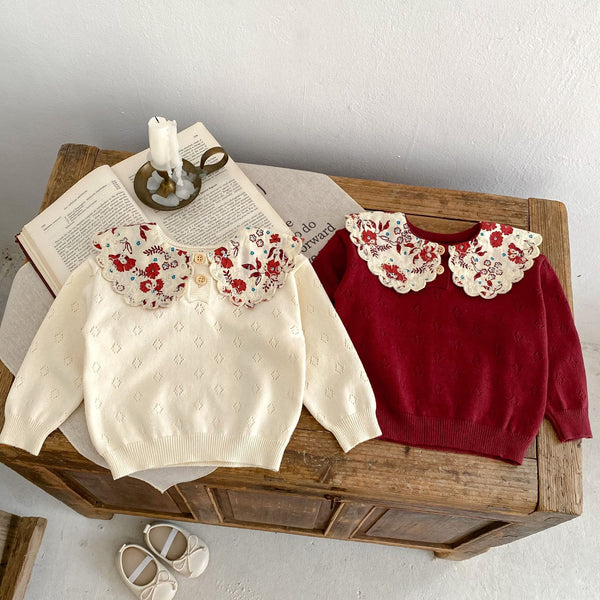 Baby Flower Collar Knitted Blouse