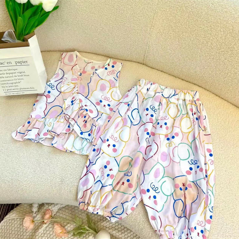 Toddler Girl Flower Pajama 2 Pieces Set