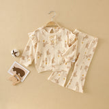 Toddler Girl Bear Lace Trim Shirt and Pants Set