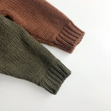 Toddler Button Solid Color High Collar Knitted Sweater