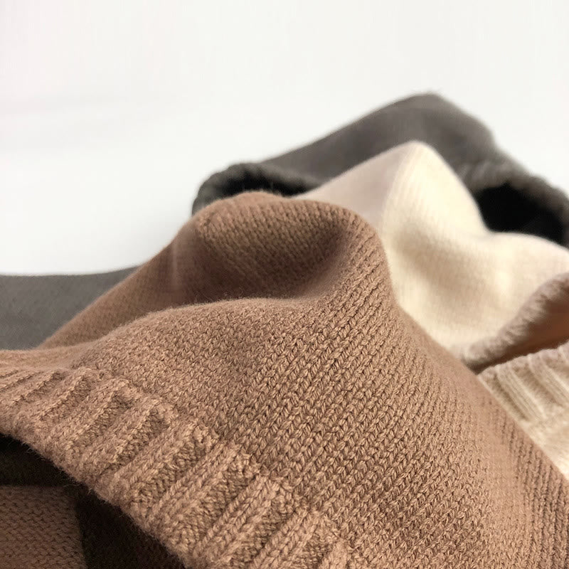 Toddler Solid Color Hooded Knitted PocketSweater